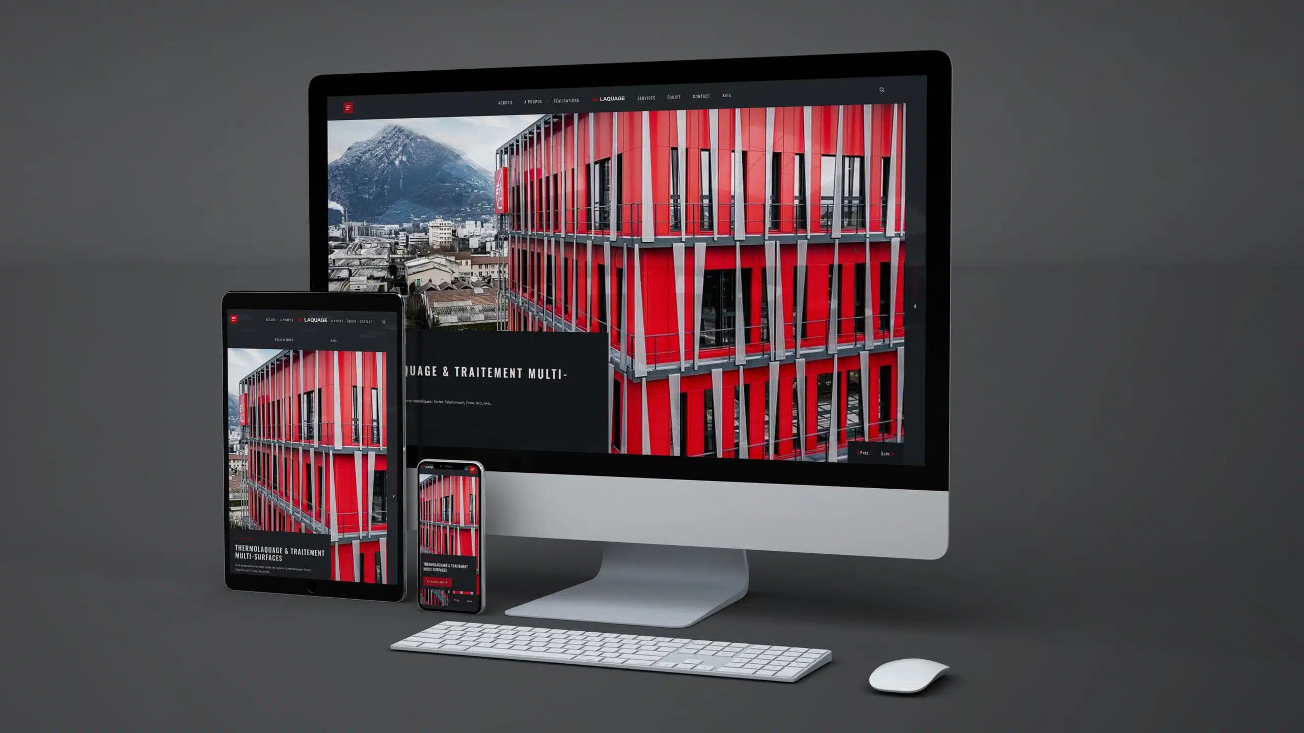 Mockup site AV Laquage sur desktop et mobile