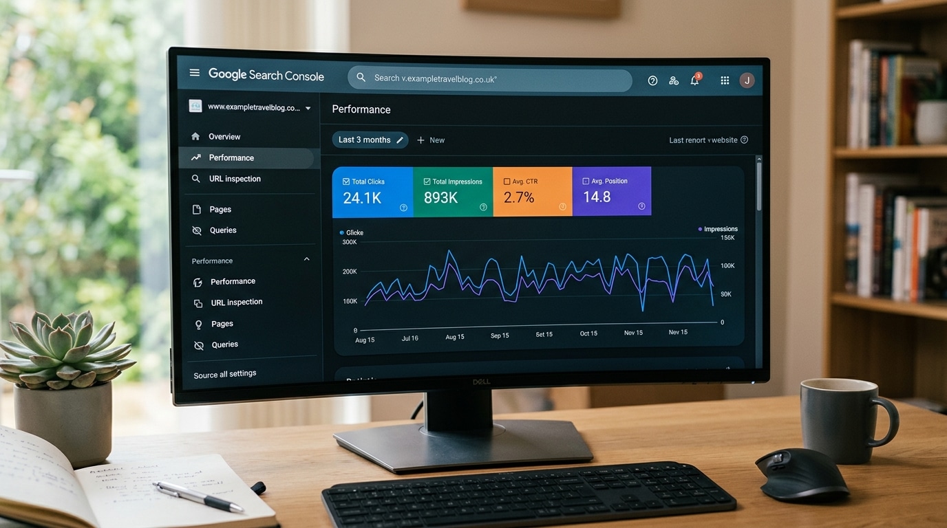 dashboard Google Search Console métriques SEO performance